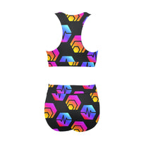 Hex Pulse Combo Black Sports Crop Top Bikini Set