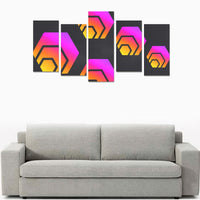 Hex Black Tapered Canvas Wall Art Prints (No Frame) 5-Pieces