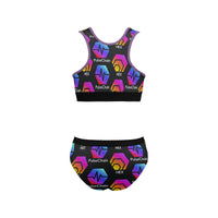 Hex Pulse TEXT Black Women's Sports Bra Yoga Set