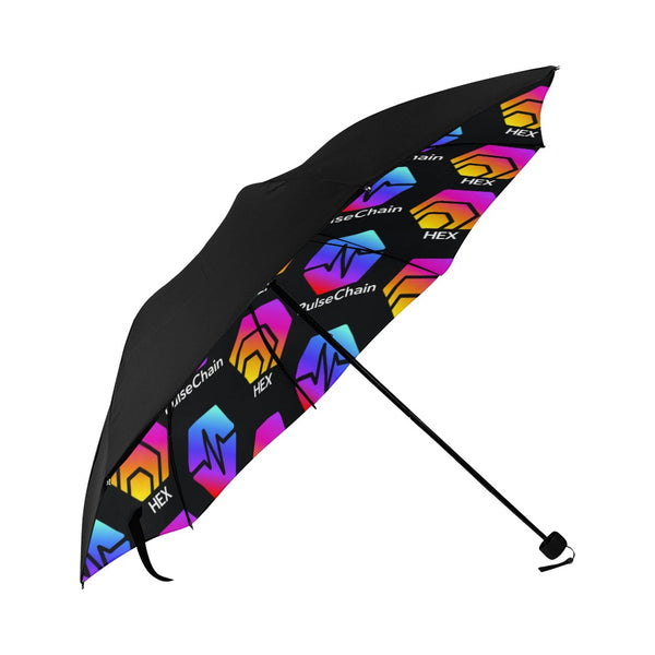 Hex Pulse TEXT Black Anti-UV Foldable Umbrella (Underside Printing)