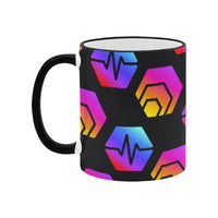 Hex Pulse Combo Black Custom Ceramic Mug With Colored Rim and Handle (11oz)