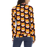 Shiba Inu Black Women's All Over Print Mock Neck Sweater