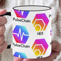 Hex Pulse TEXT Custom Ceramic Mug With Colored Rim and Handle (11oz)