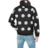 Hex White Black Men's Hooded Bomber Jacket