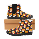 Shiba Inu Black Women's Cotton-Padded Shoes