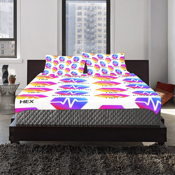 Hex Pulse TEXT 3-Piece Bedding Set (1 Duvet Cover 86"x70"; 2 Pillowcases 20"x30")