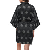 Hex Black & Grey Women's Short Kimono Robe