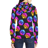 Hex Pulse Combo Black Women's All Over Print Full Zip Hoodie