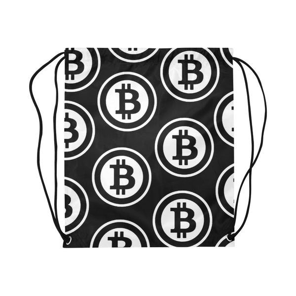 Bitcoin Black Drawstring Bag (Large)