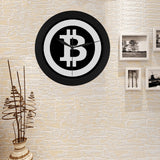Bitcoin Logo Elegant Black Wall Clock