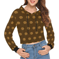 Hex Brown & Tan Women's All Over Print Cropped Hoodie