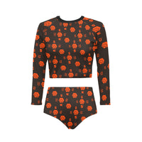 5555 Orange Women Long Sleeve Bikini Set