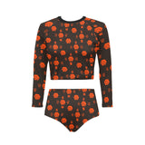 5555 Orange Women Long Sleeve Bikini Set