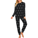 Hex Black & Grey Women's All Over Print Pajama Set with Trouser Opening