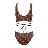 5555 Orange Cross String Bikini Set