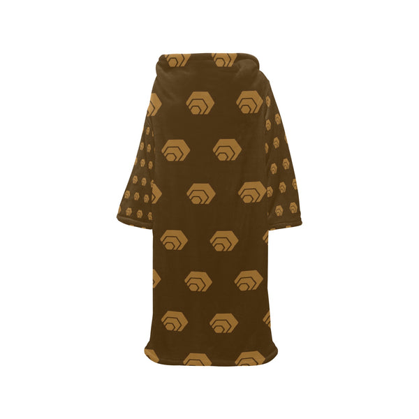 Hex Brown & Tan Blanket Robe with Sleeves for Adults