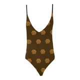 Hex Brown & Tan Women's Lacing Backless One-Piece Swimsuit