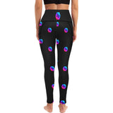 Pulse Small Black All Over Print High Waist Leggings with Pockets