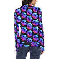 Pulse Black Women's All Over Print Mock Neck Sweater