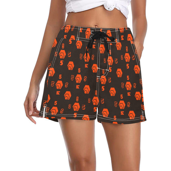 5555 Orange Women's Casual Beach Shorts