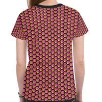 Hex Small Black Women's All Over Print Mesh Cloth T-shirt