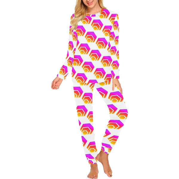 Hex Women's All Over Print Pajama Set with Trouser Opening