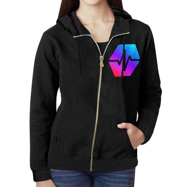 Pulse Logo Black Women's Full Zip Hoodie