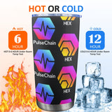 Hex Pulse TEXT Black Custom Tumbler with Transparent Lid (20oz)