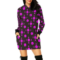 5555 Pink Women's All Over Print Hoodie Mini Dress