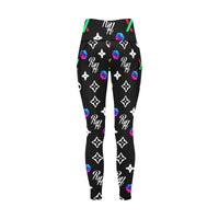 RH HPX Color White All Over Print High Waist Leggings with Pockets