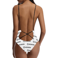 Hedron Combo Women's Lacing Backless One-Piece Swimsuit