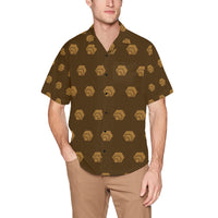 Hex Brown & Tan Men's All Over Print Hawaiian Shirt With Chest Pocket