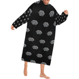 Hex Grey Black Blanket Robe with Sleeves for Adults