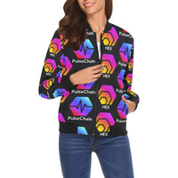 Hex Pulse TEXT Black Women's All Over Print Casual Jacket