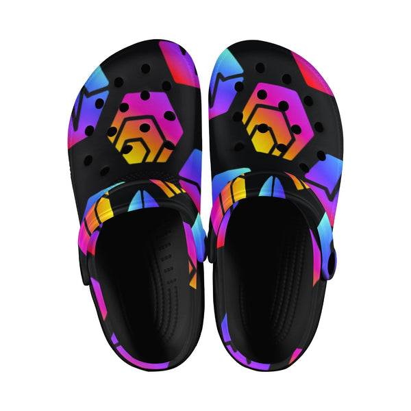 Hex Pulse Combo Black Custom Print Adults Clogs