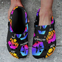 Hex Pulse TEXT Black Custom Print Adults Clogs