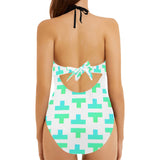 Thetas Colored Backless Bow Hollow Out Swimsuit