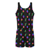 RH HPX Black All Over Print Vest Short Jumpsuit