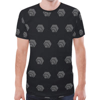 Hex Black & Grey Men's All Over Print Mesh T-shirt