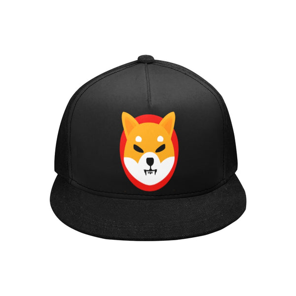 Shiba Inu Logo Black Snapback Flat Brim Hat