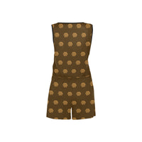 Hex Brown & Tan Women's All Over Print Sleeveless Short Jumpsuit