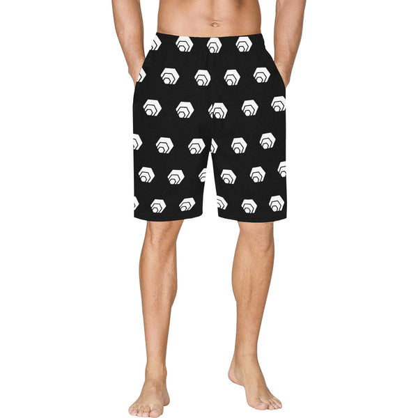 Hex White Black All Over Print Basketball Shorts With Pockets
