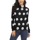 Hex White Black Women's All Over Print Mock Neck Sweater