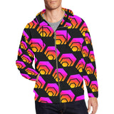 Hex Black Men's All Over Print Full Zip Hoodie