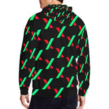 PulseX Black Men's All Over Print Full Zip Hoodie