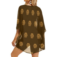 Hex Brown & Tan Women's Kimono Chiffon Cover Up