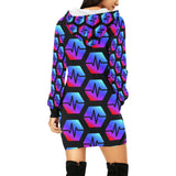 Pulse Black Women's All Over Print Hoodie Mini Dress