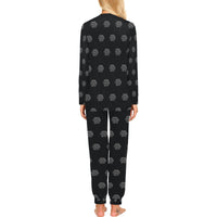 Hex Black & Grey Women's All Over Print Pajama Set with Trouser Opening