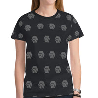 Hex Black & Grey Women's All Over Print Mesh Cloth T-shirt