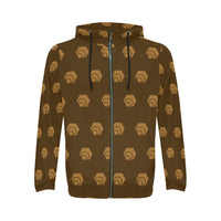 Hex Brown & Tan Men's All Over Print Full Zip Hoodie